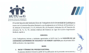 Convocatoria para la Elección de las Comisiones Autónomas de Vigilancia y de Honor y Justicia...